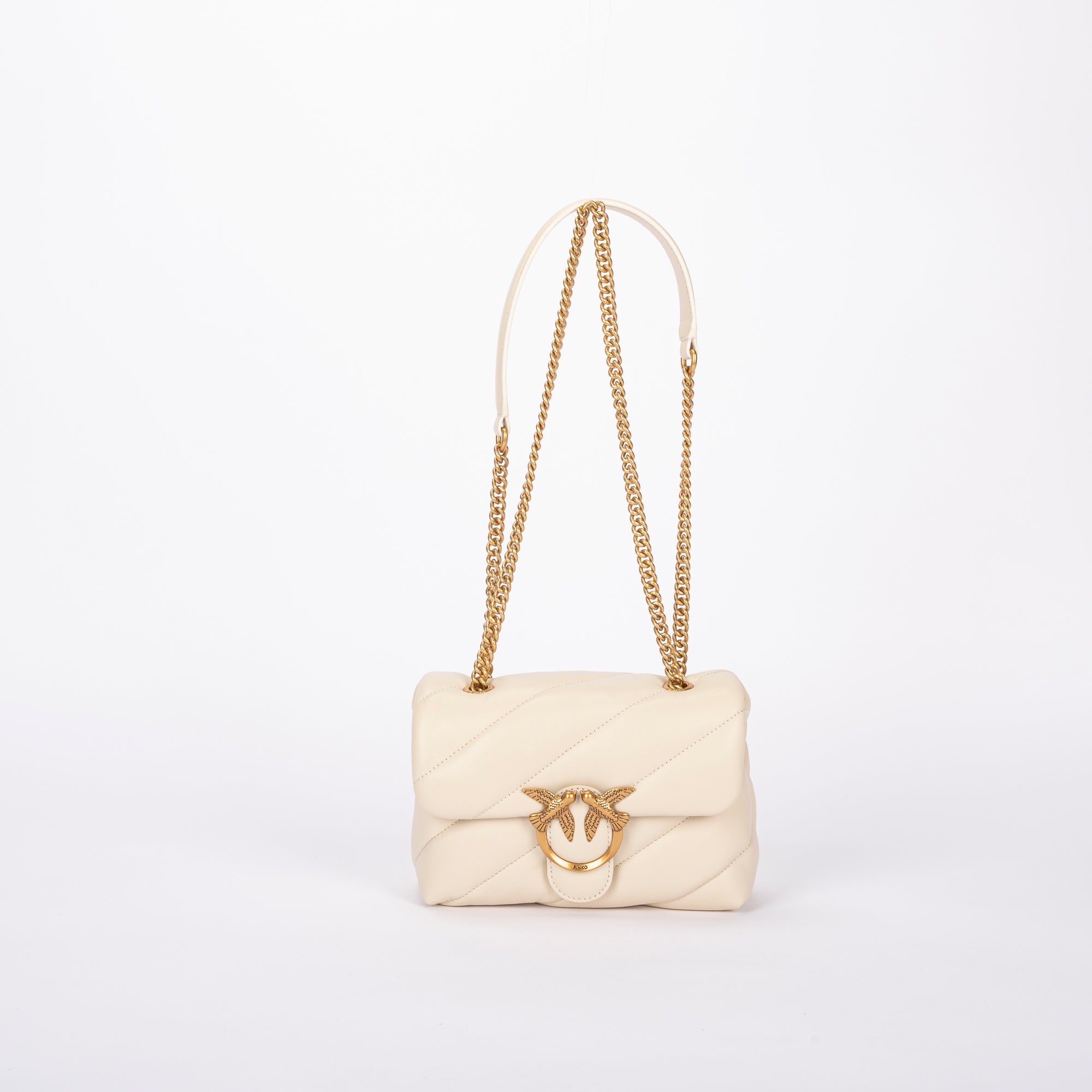 Pinko mini love bag puff pelle panna oro