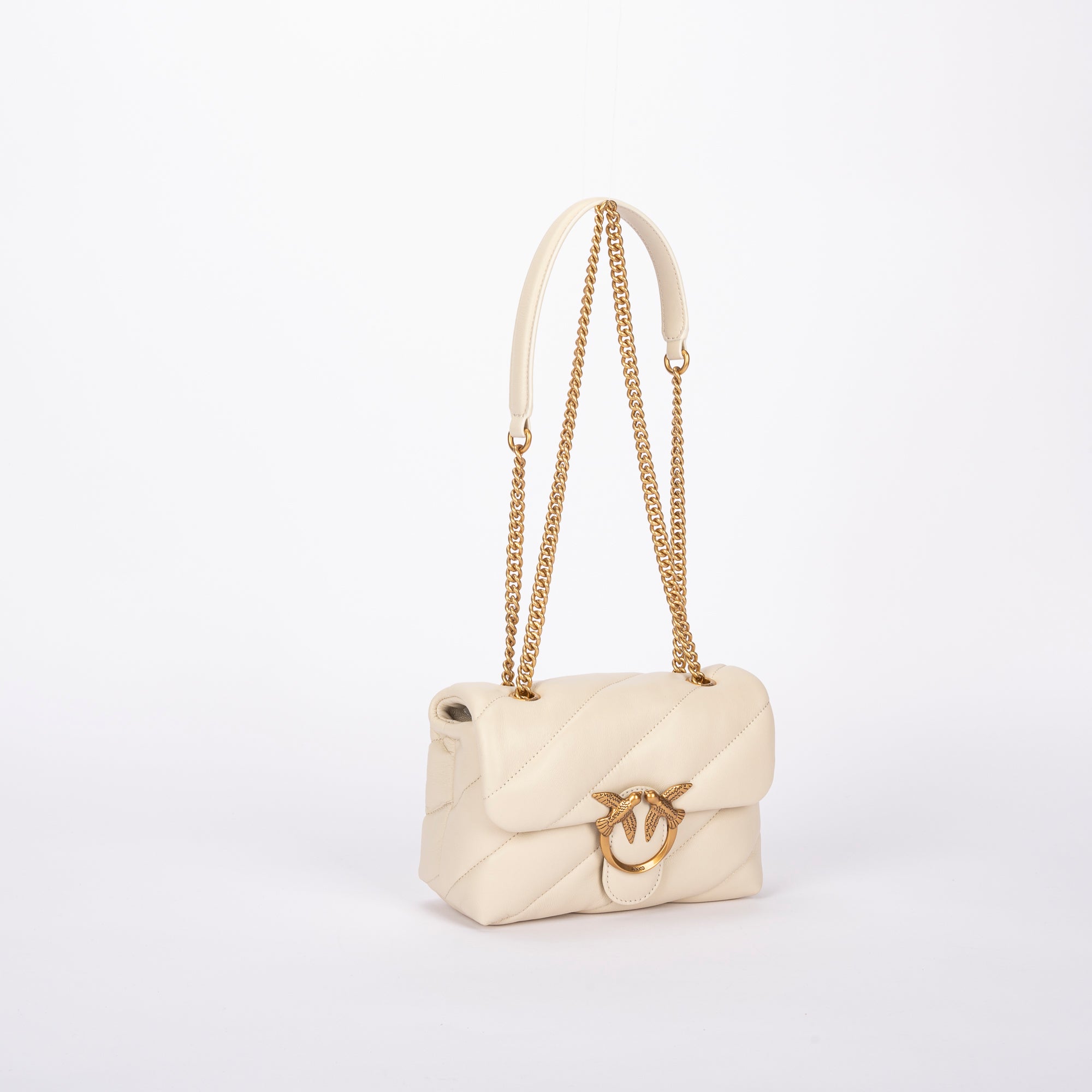 Pinko mini love bag puff pelle panna oro