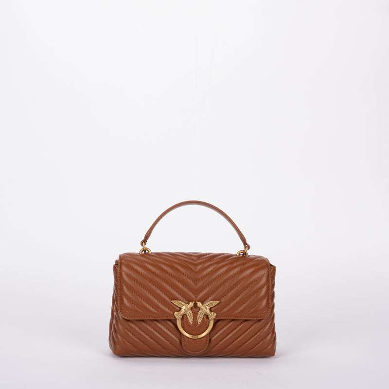 Pinko classic lady love bag puff chevron cuoio