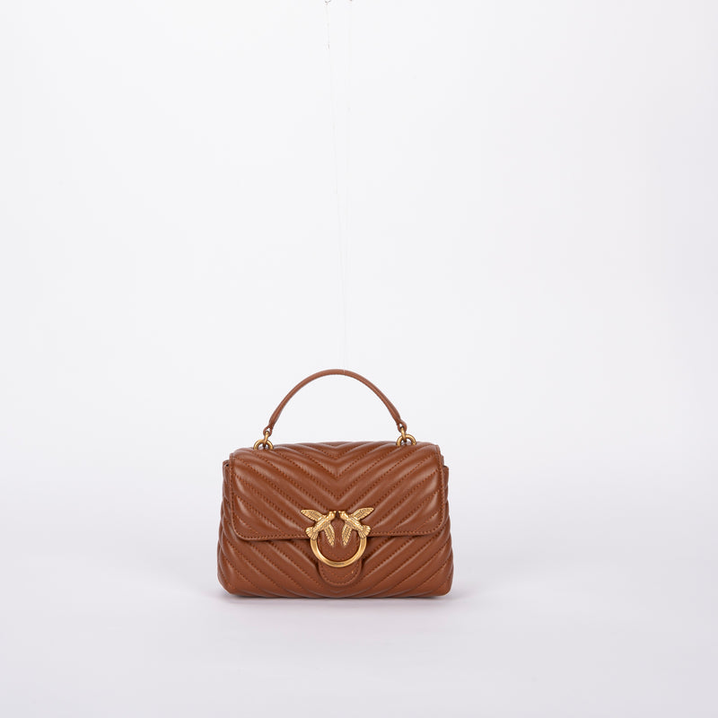 Pinko classic lady love bag puff chevron cuoio