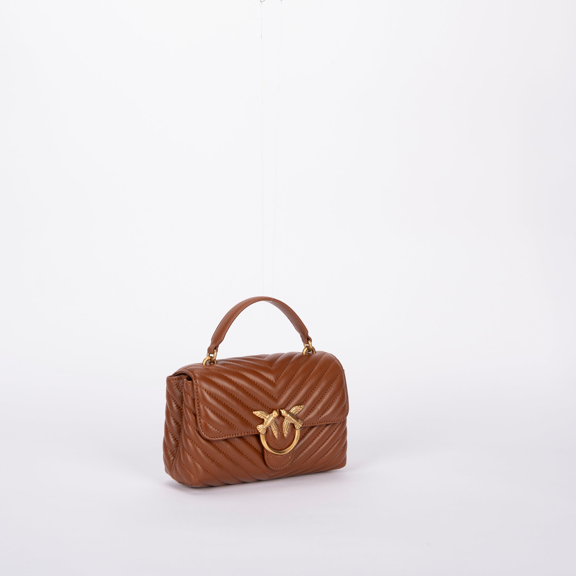 Pinko classic lady love bag puff chevron cuoio