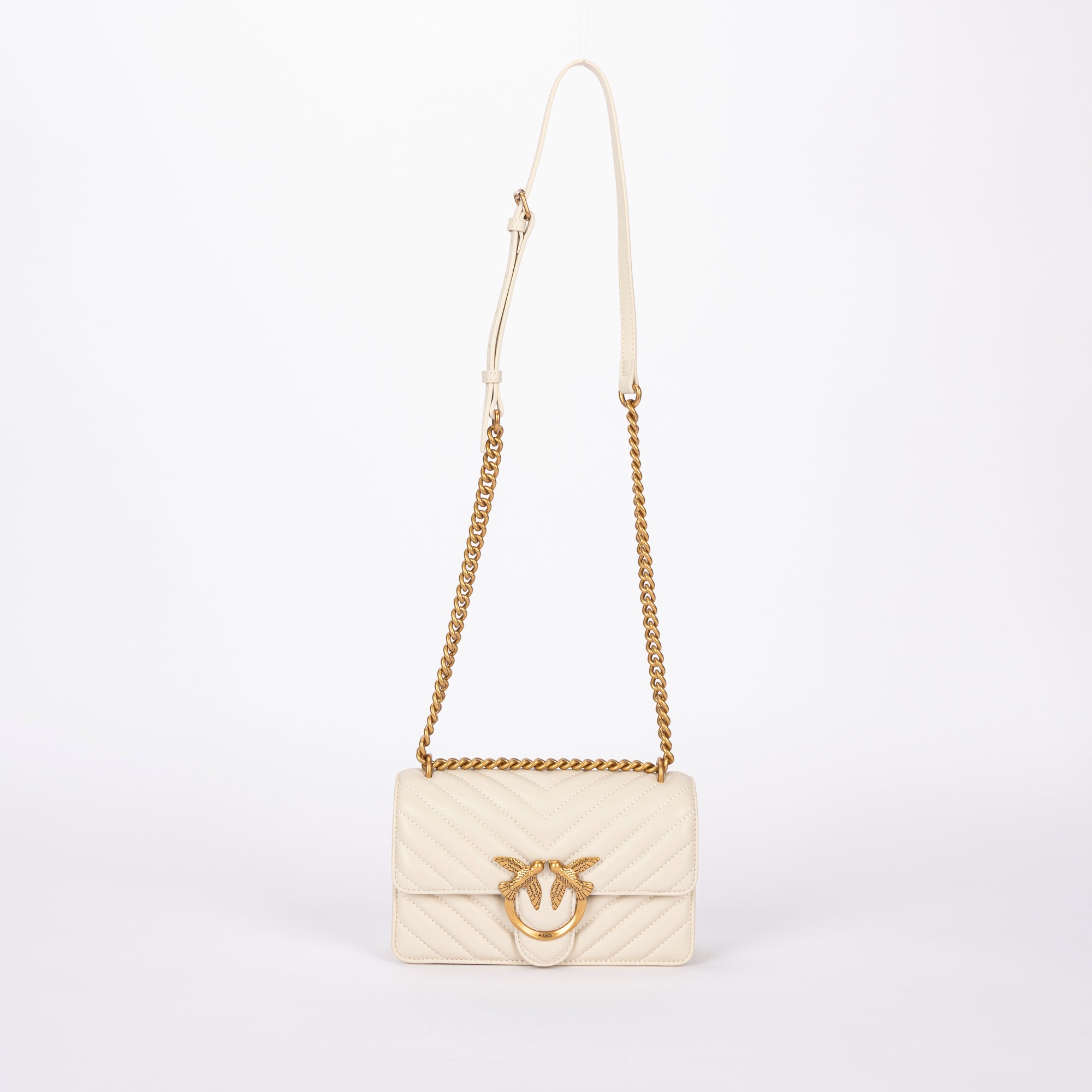 Pinko mini love bag one simply chevron bianca