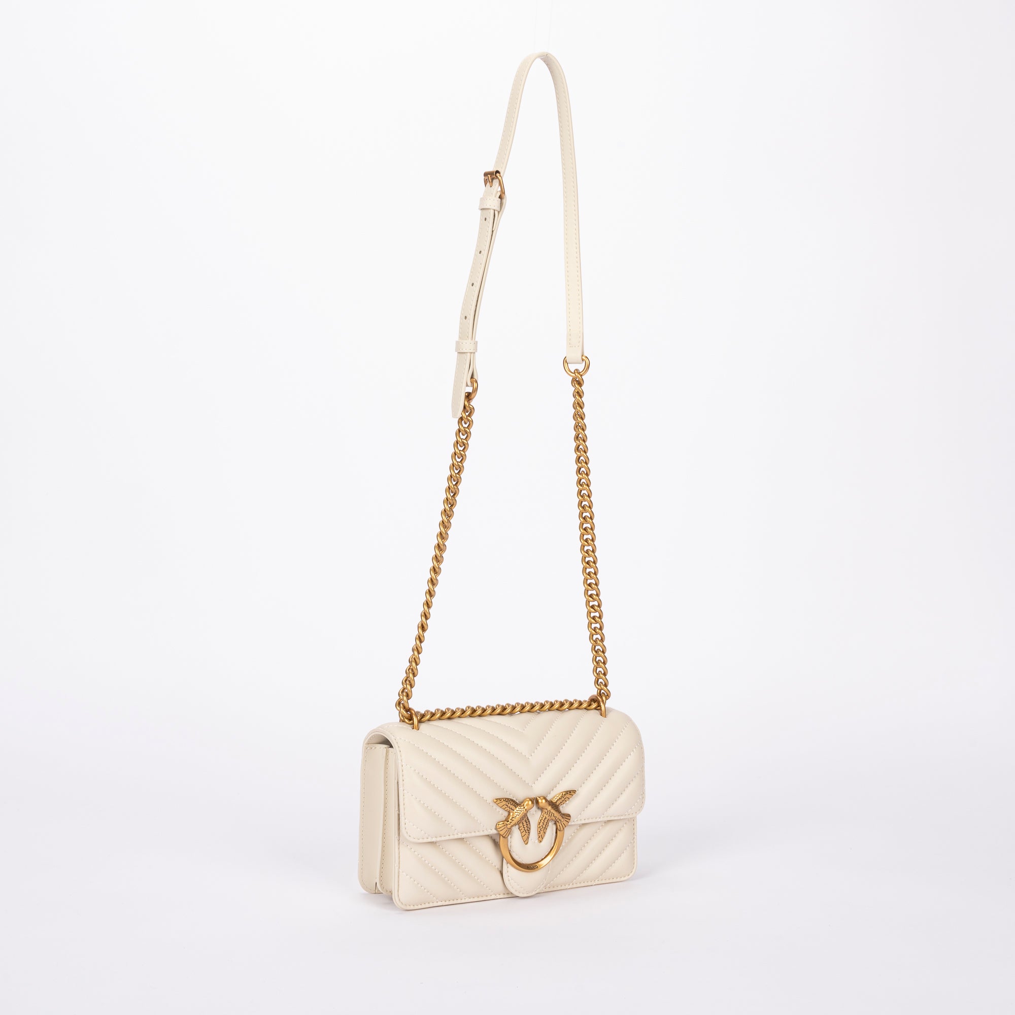 Pinko mini love bag one simply chevron bianca