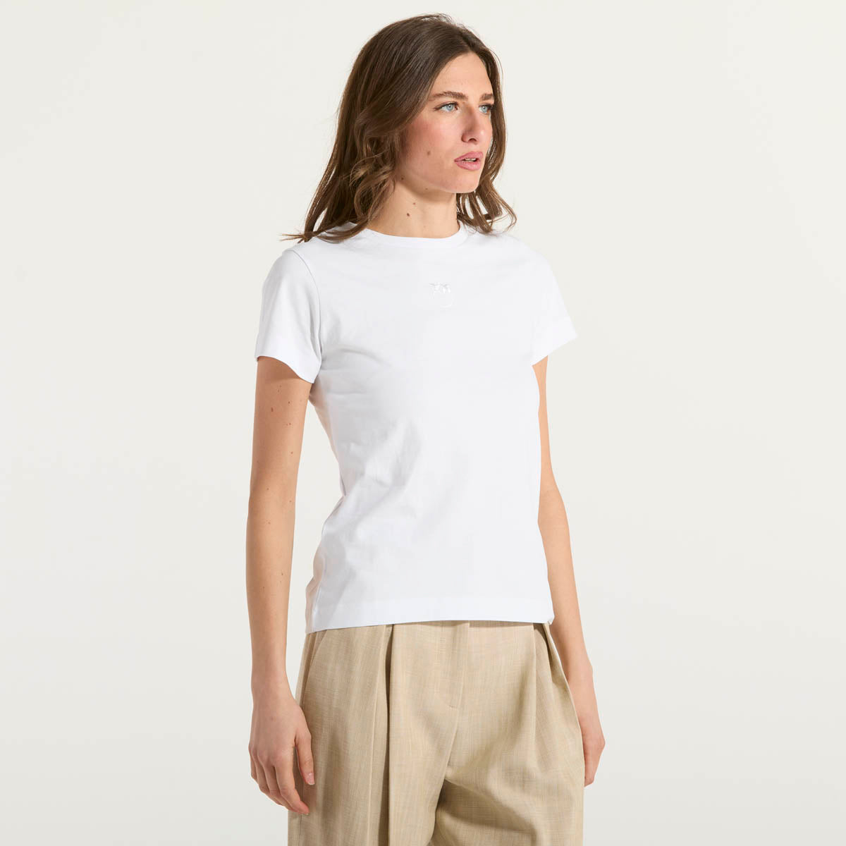 Pinko T-shirt maniche corte logo ricamato bianca