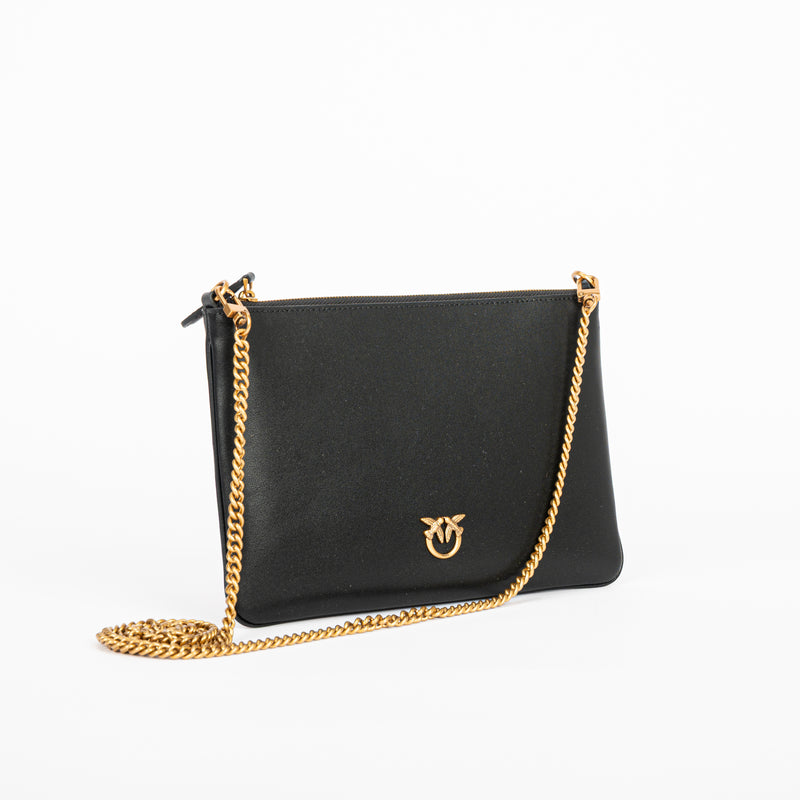 Pinko classic Flat Love Bag Simply pelle nera