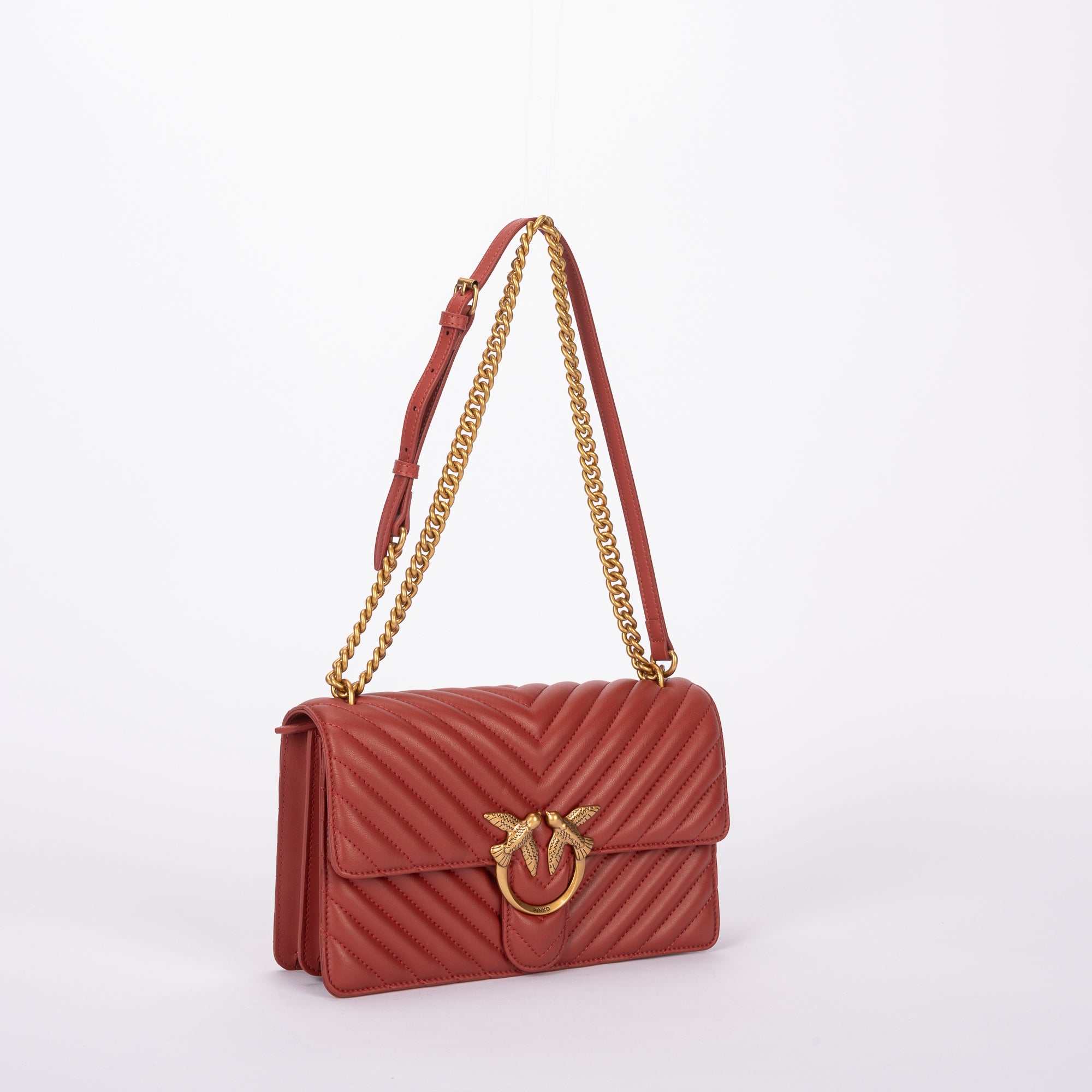 Pinko classic love bag one chevron pelle mattone