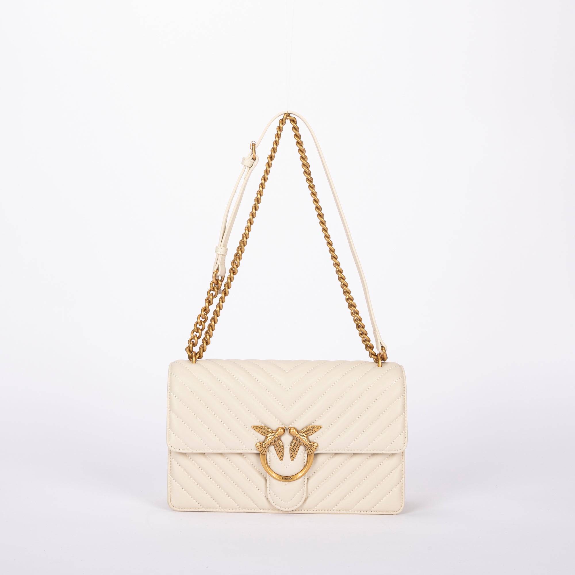 Pinko classic love bag one chevron pelle bianca