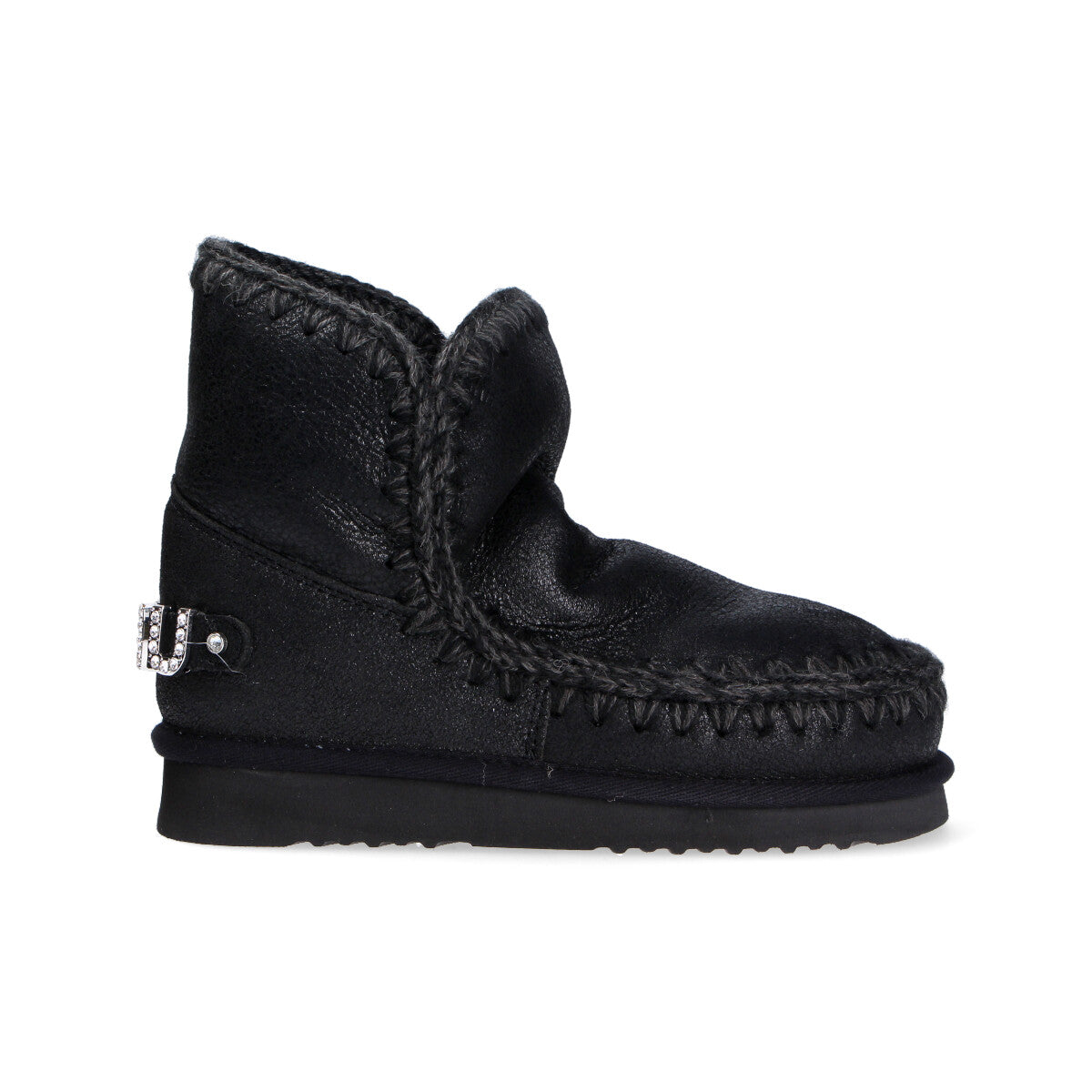 Mou boot Eskimo strass logo pelle nero