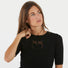 Pinko maglia nera in lana a mezza manica con logo