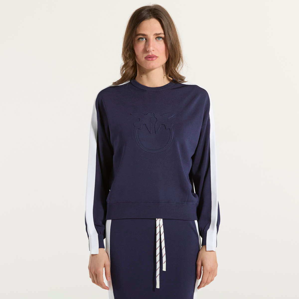 Pinko pullover logo love birds blu