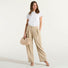 Pinko pantaloni larghi con pieghe in tela beige