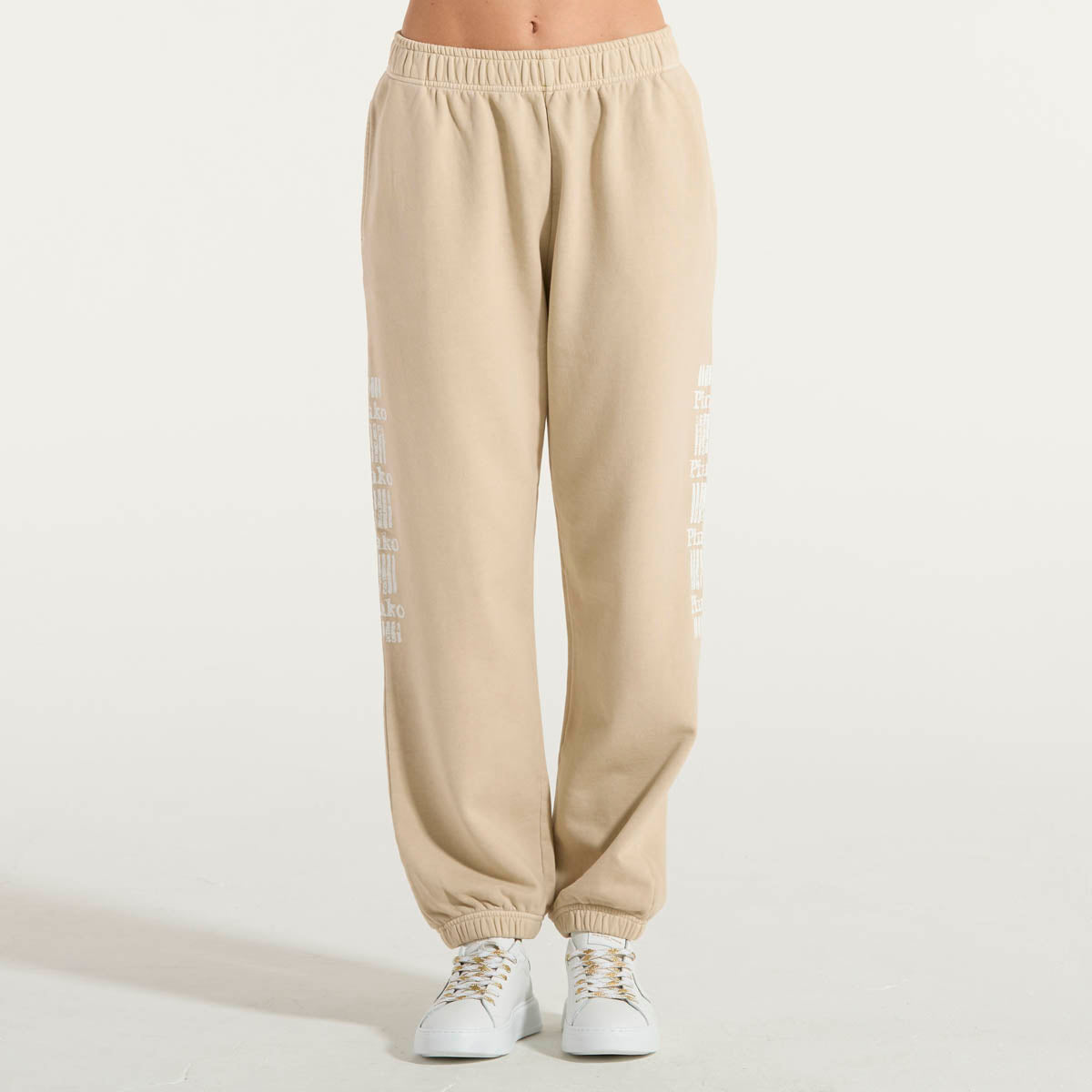 Pinko pantaloni jogger sportivi in tessuto sabbia