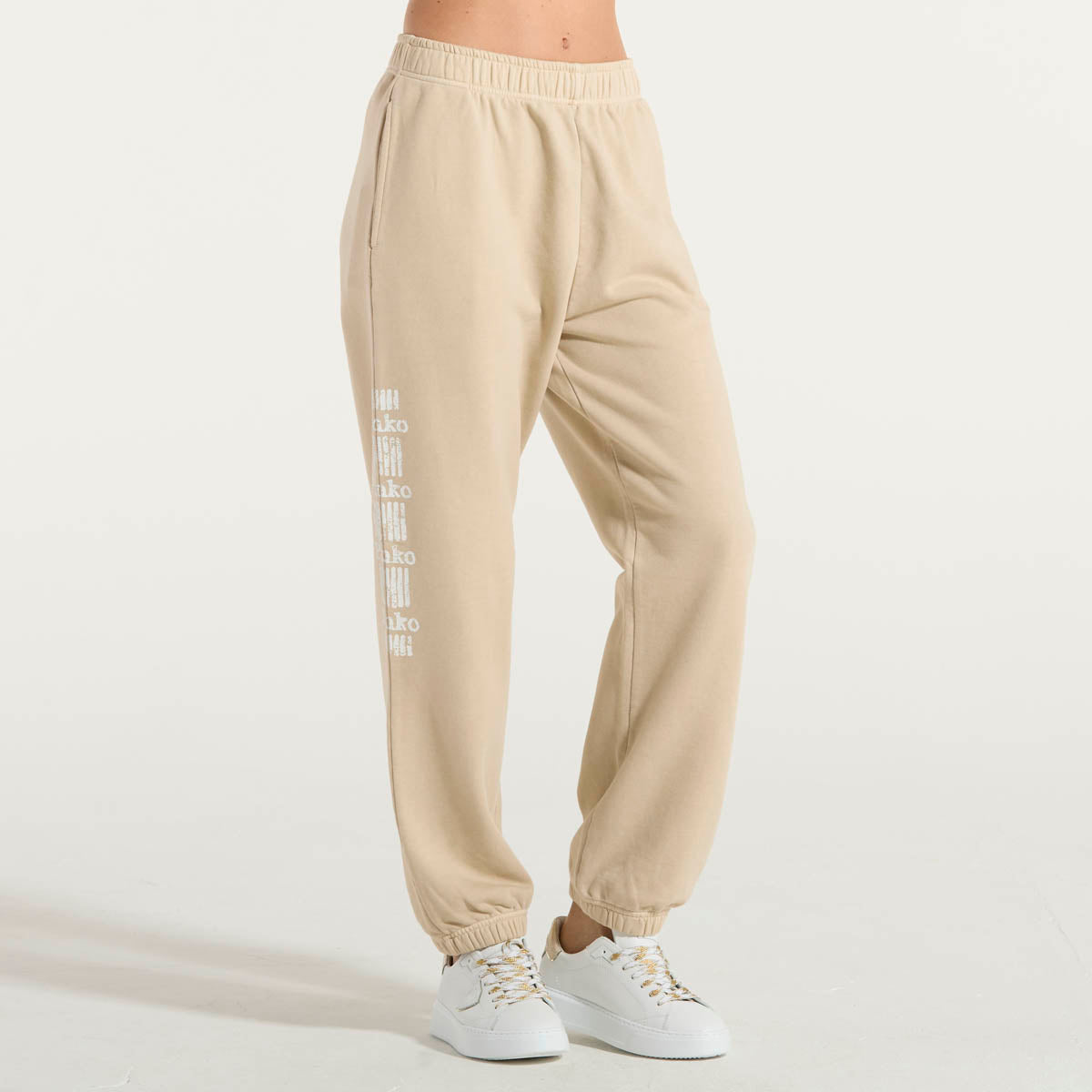 Pinko pantaloni jogger sportivi in tessuto sabbia