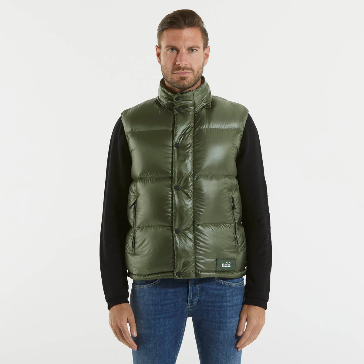 Add gilet verde imbottito con cappuccio