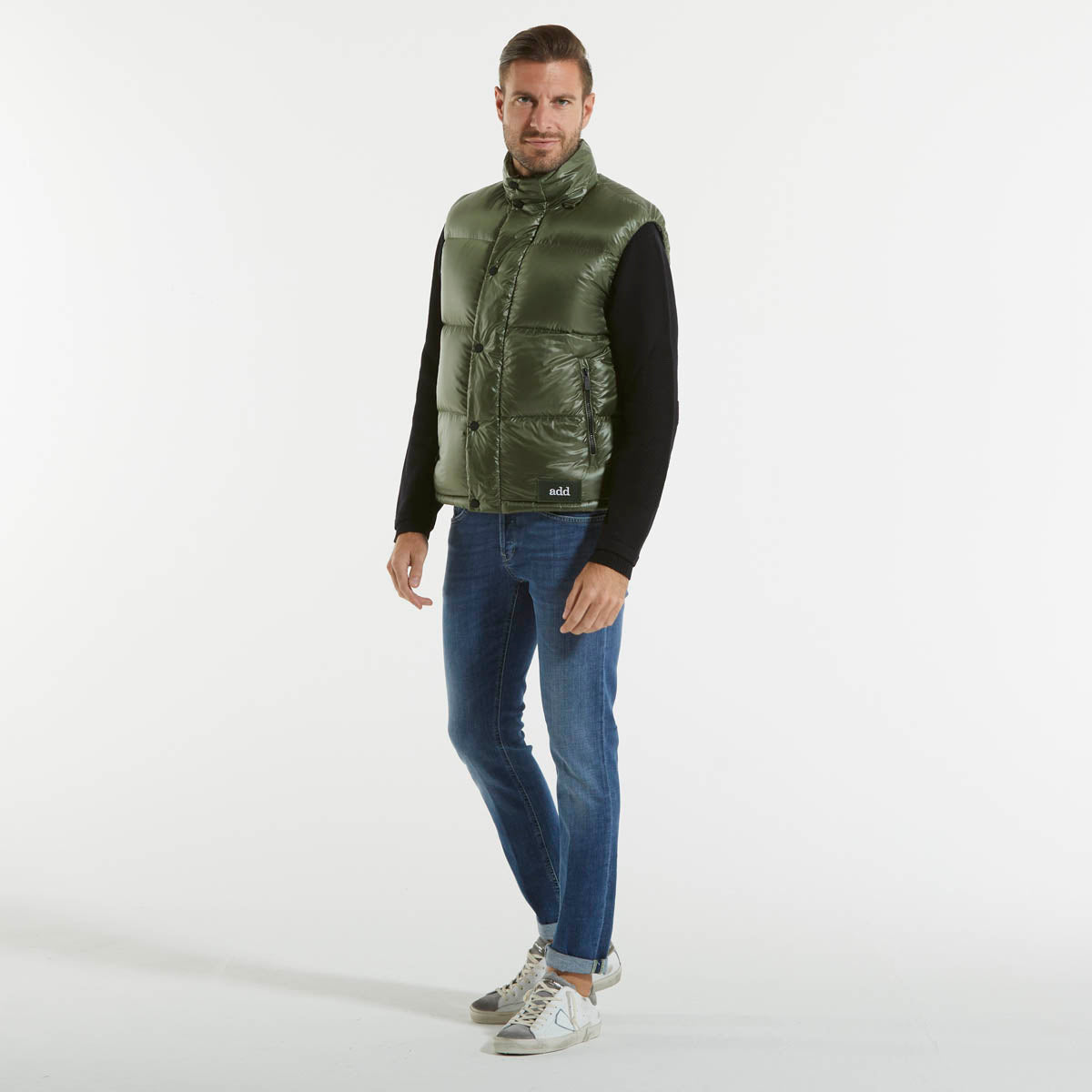 Add gilet verde imbottito con cappuccio