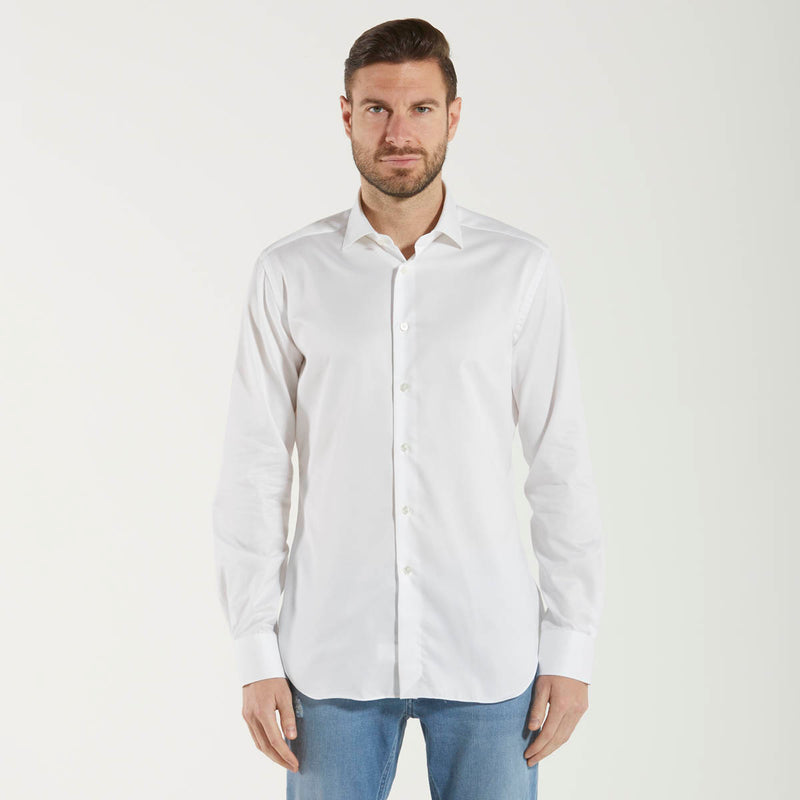 Xacus camicia travel shirt taylor cotone bianco