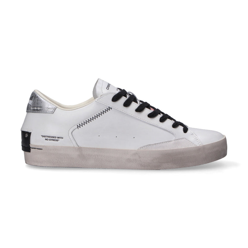 Crime London sneaker Distressed bianca argento