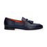 Santoni mocassino con nappine pelle blu