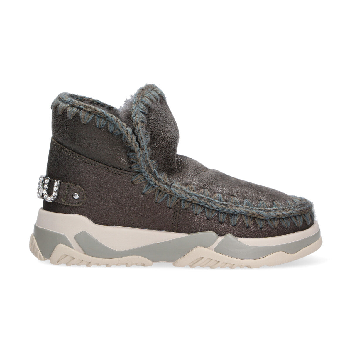 Mou boot Eskimo trainer logo glitter pelle grigio