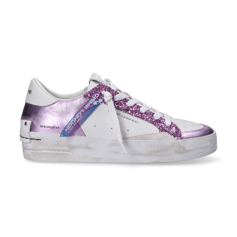 Crime London sneaker SK8 Deluxe glitter rosa