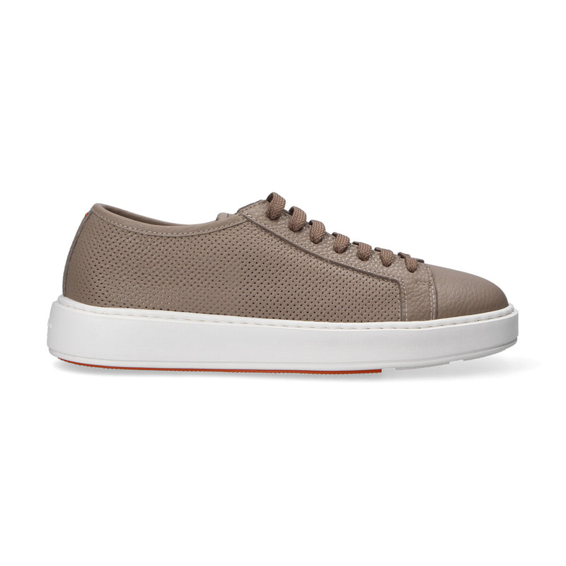 Santoni sneaker pelle traforata tortora