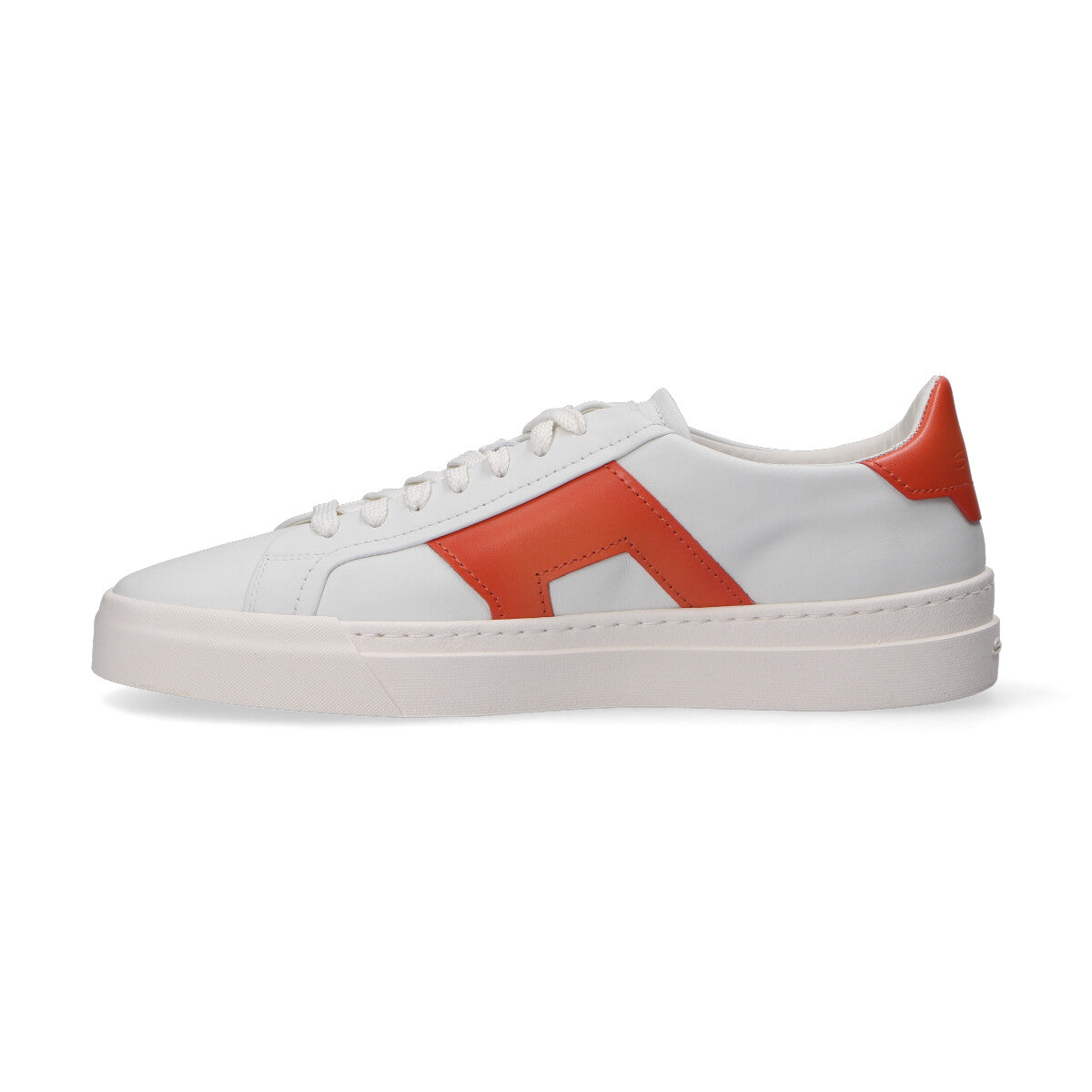 Santoni sneaker low top pelle bianca arancio