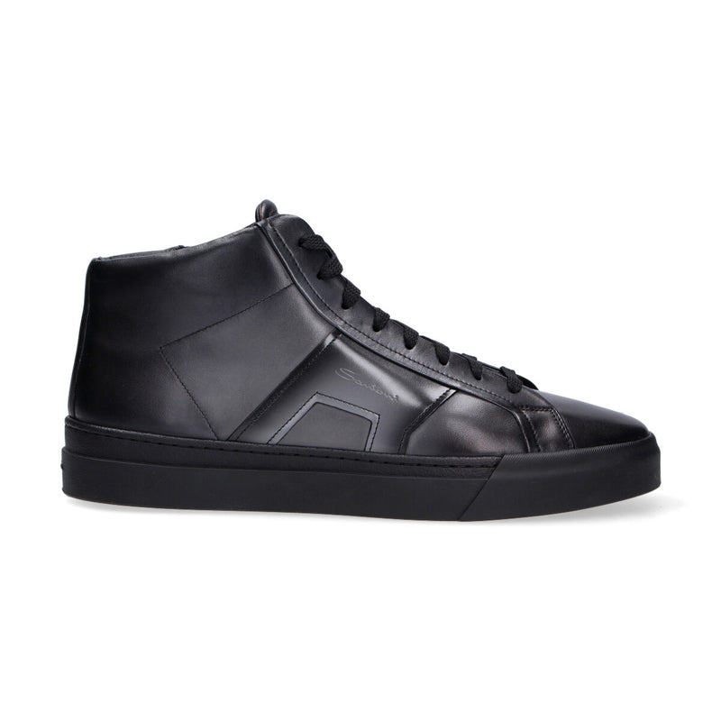 Santoni sneaker Duble bucle pelle nera grigia