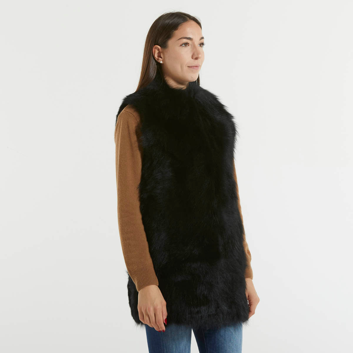 Blanche gilet in pelliccia nero