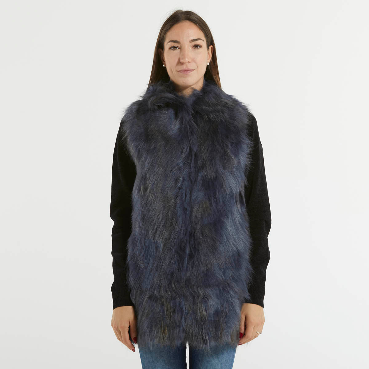 Blanche gilet in pelliccia blu