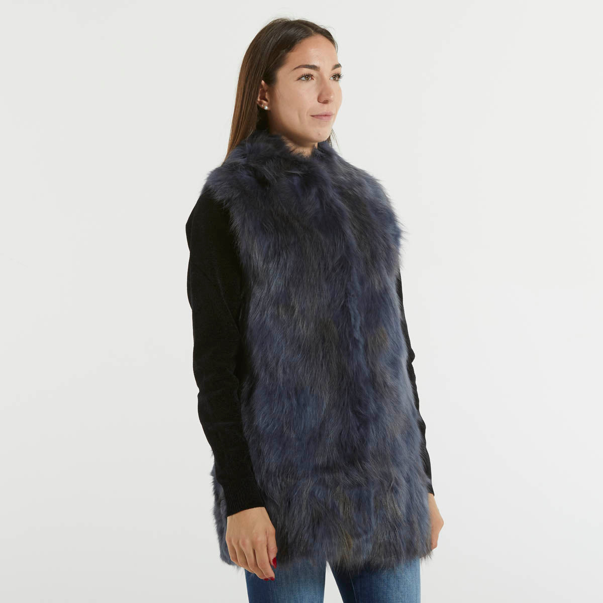 Blanche gilet in pelliccia blu