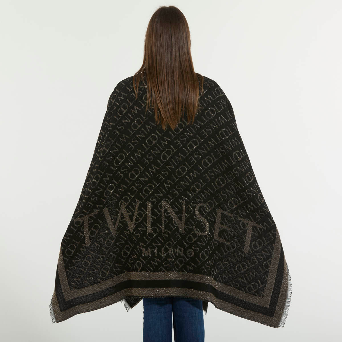 Twinset poncho nero logato