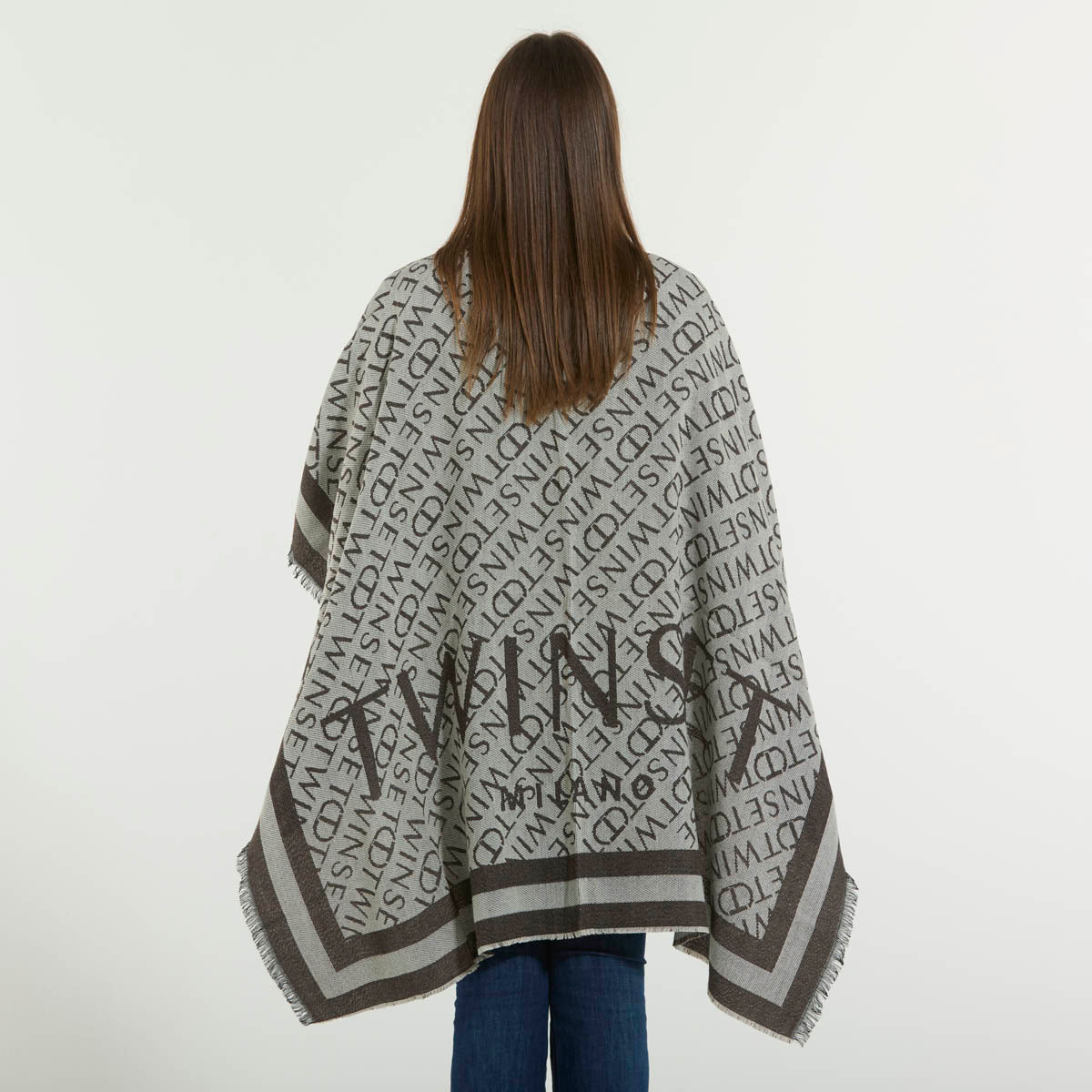 Twinset poncho logato grigio