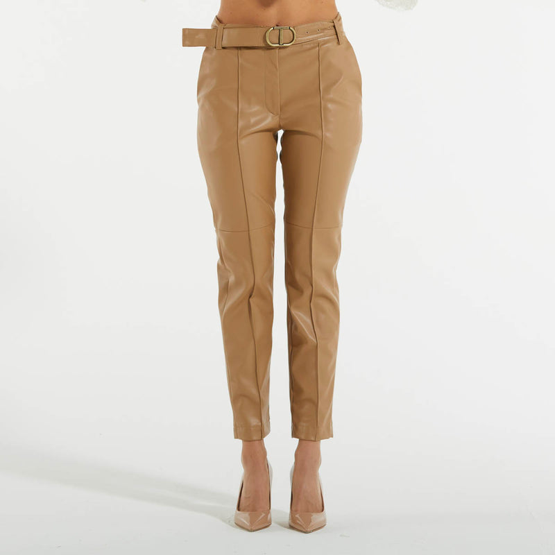 Twinset pantalone in nappa beige