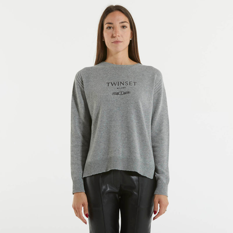 Twinset maglione grigio logato