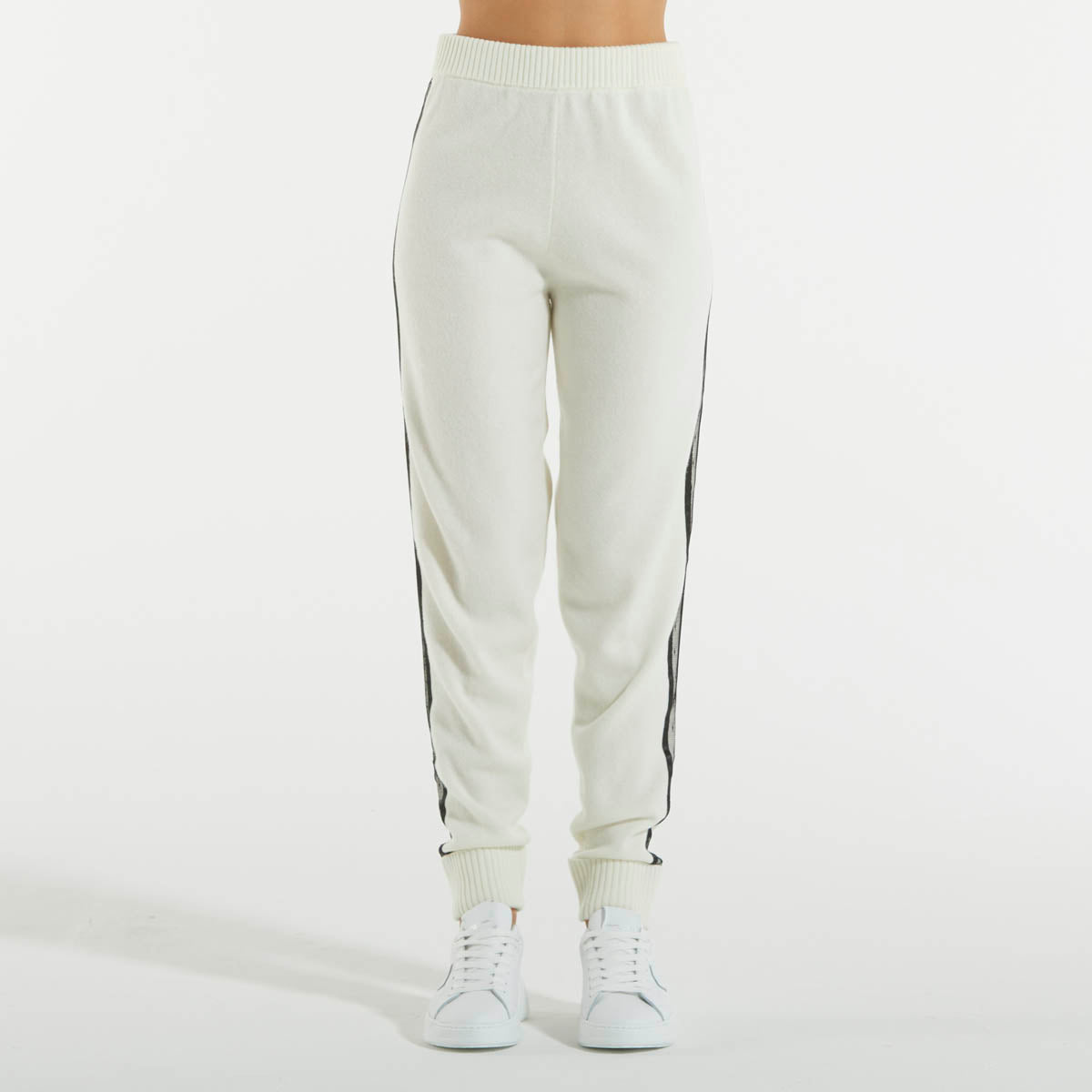 Twinset pantalone sportivo panna