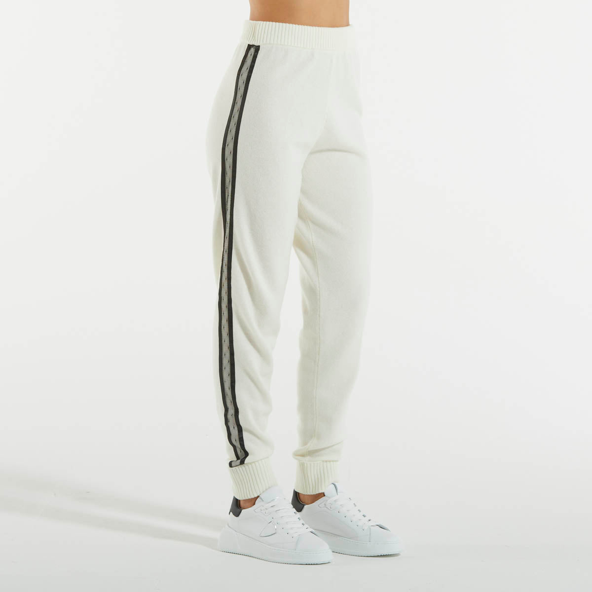 Twinset pantalone sportivo panna