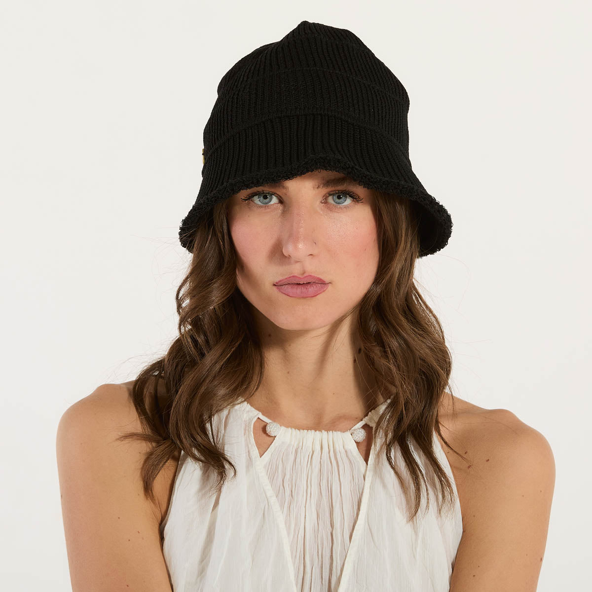 Twinset cappello bucket in maglia nero