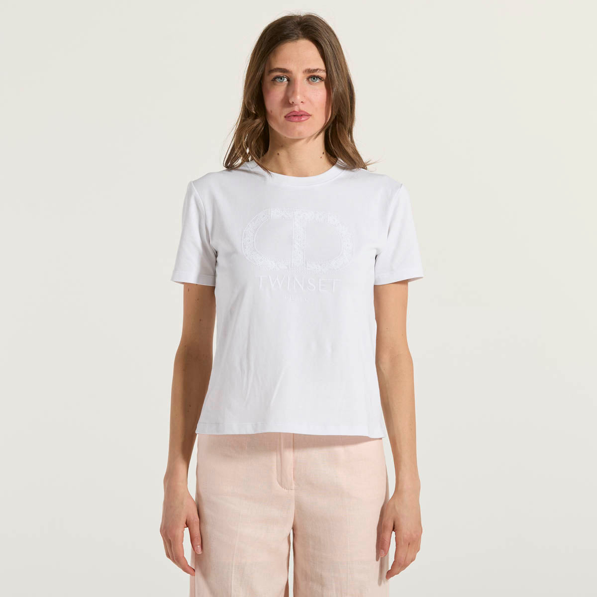 Twinset t-shirt con Oval T ricamato bianca