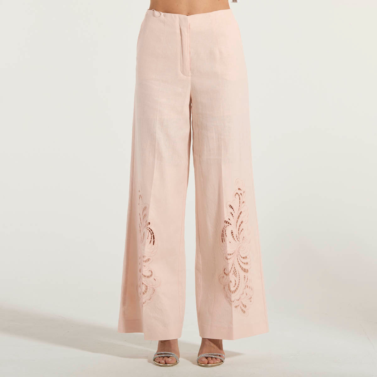 Twinset pantalone in mistro lino rosa