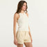 Twinset top fitted a costine con Oval T beige