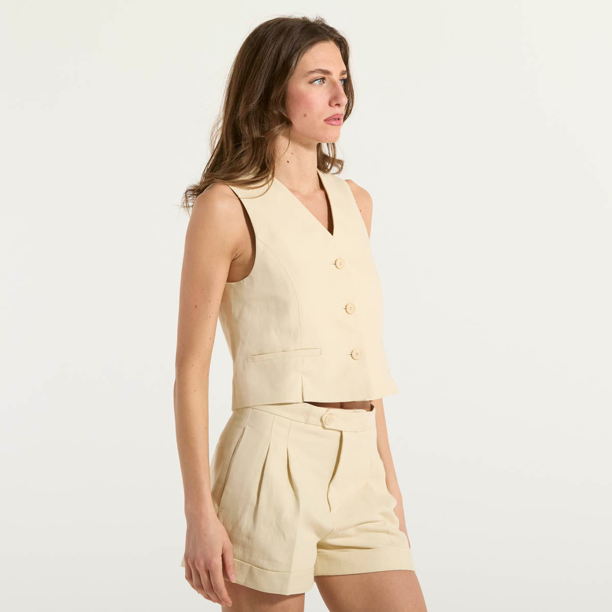 Twinset gilet in tessuto beige