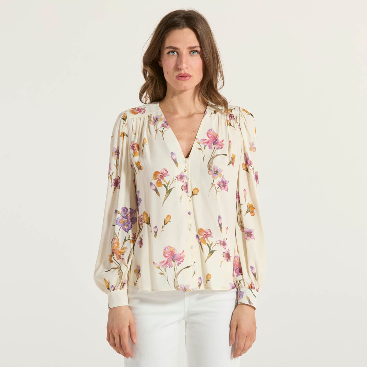 Twinset camicia in crêpe de Chine a fiori