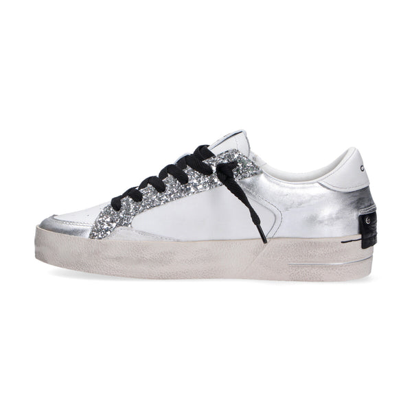 Crime London SK8 Deluxe silver glam bianca argento