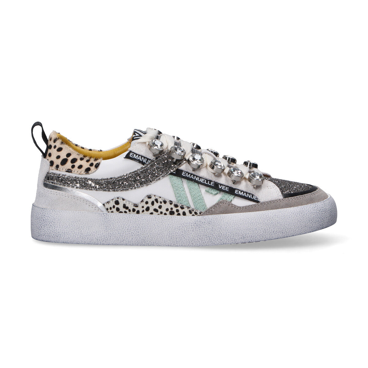 Emanuelle Vee sneaker glitter animalier bianca