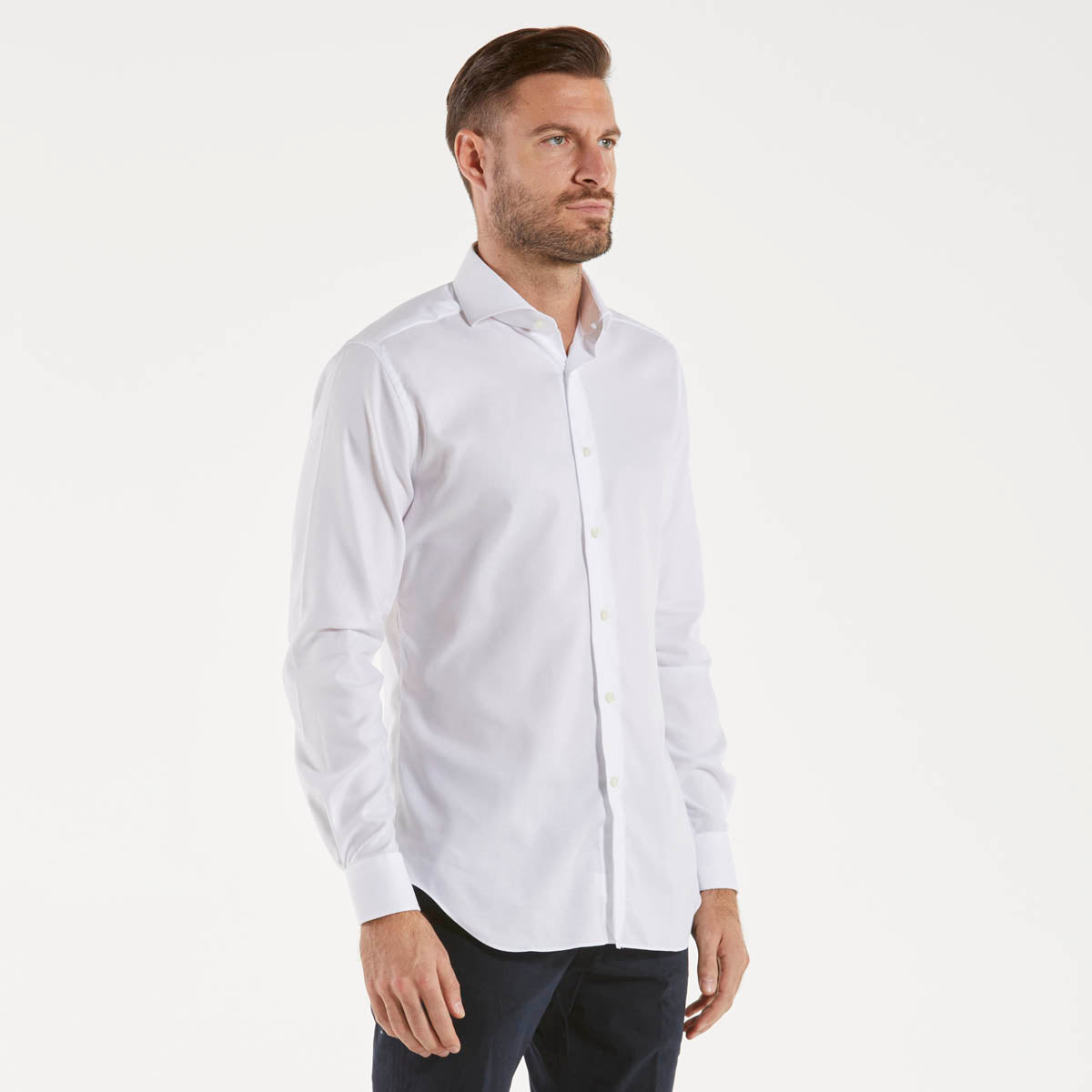 XACUS travel shirt collo francese piccolo bianca