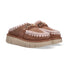 Mou ciabatta Clog metal logo camoscio beige