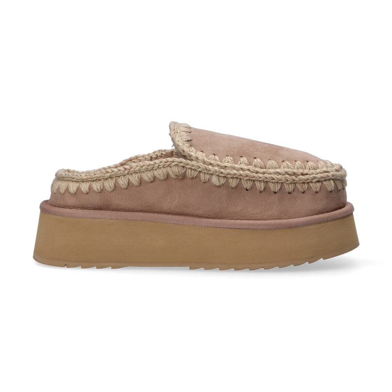 Mou ciabatta clog eskimo platform camoscio beige