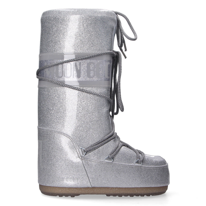 Moon Boot Icon glitter argento