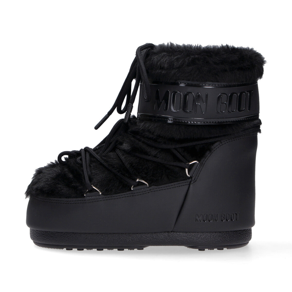 Moon Boot Icon Low nero in ecopelliccia