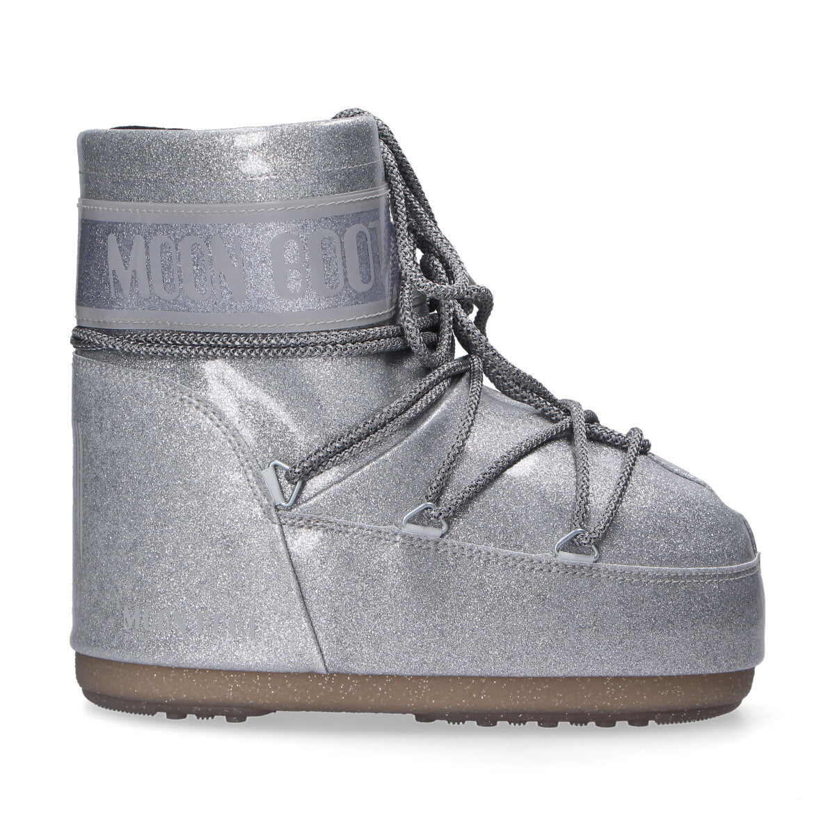 Moon Boot Icon Low glitter argento